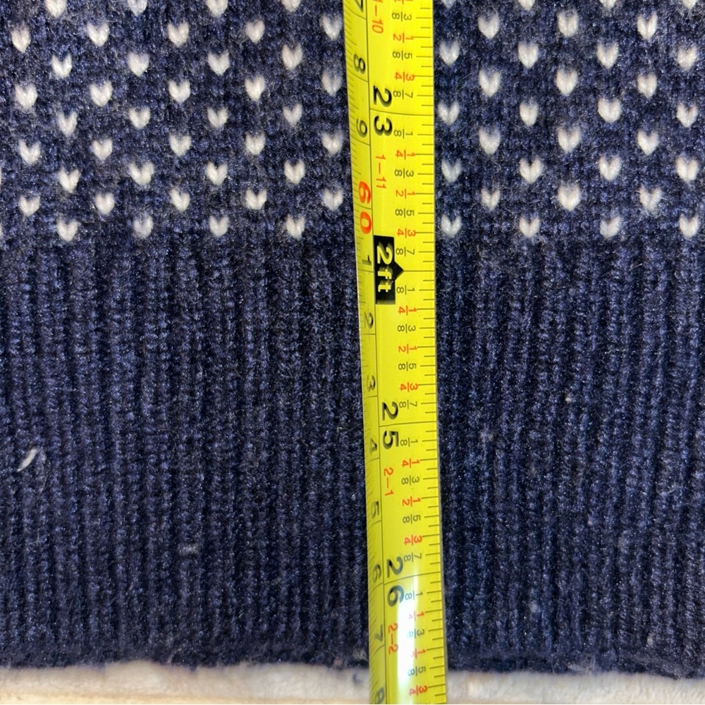 J.Crew Mercantile Lambswool blend Fair Isle Knit Hoodie Sweater Navy Blue Size L - Picture 7 of 8